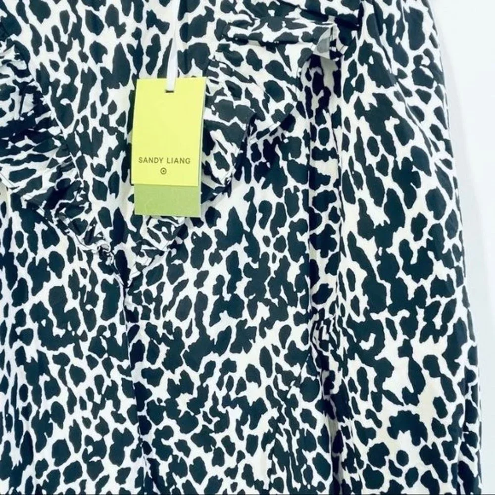 Sandy Liang x Target Leopard Print Long Ruffle Sleeve Midi Dress Plus Size NWT - Picture 10 of 15